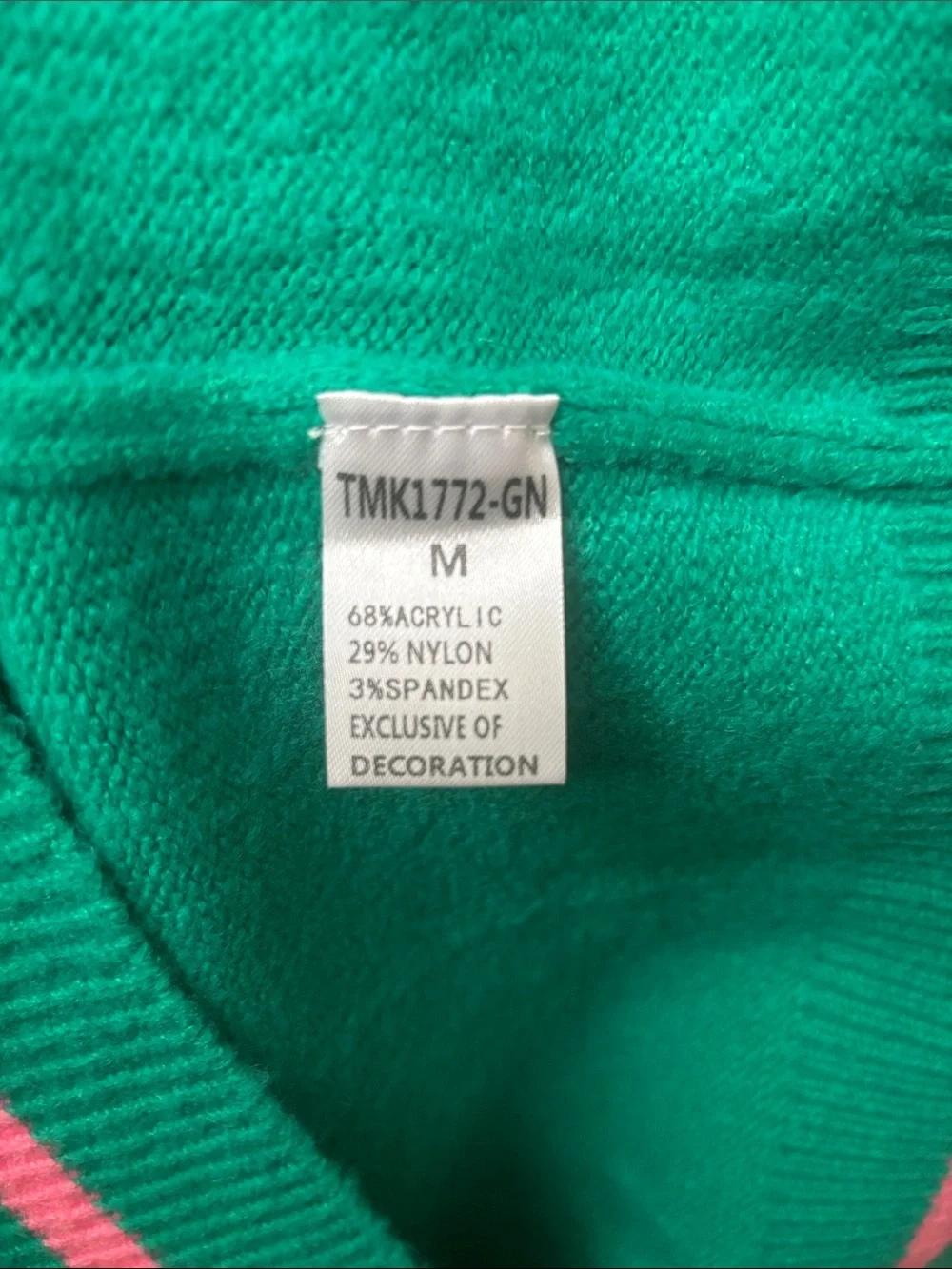 New Women’sTHML green/pink mock neck sweater